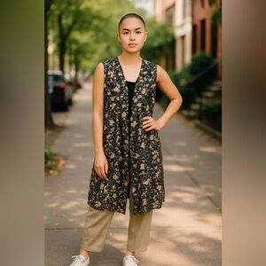 Lularoe Floral Sleeveless Long Duster Vest